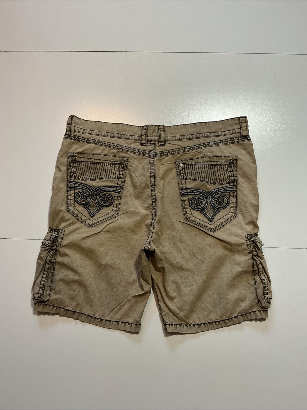 Vintage Y2K 2000s Affliction Cyber Grunge Cargo Utility Embroidered Shorts